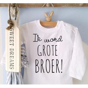 Zwangerschap aankondiging T-Shirt Ik word grote broer | lange mouw| wit zwart | maat 98 zwangerschap aankondiging bekendmaking baby big brother