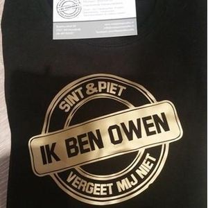Shirtje Sint en Piet Ik ben eigen naam ... vergeet mij niet | Lange mouw | zwart met gouden letters | maat 98 cadeau mijn 1e eerste sint sinterklaas of zwangerschapsaankondiging baby