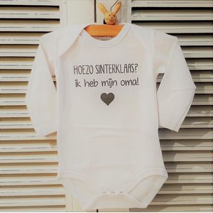 Romper Sinterklaas - Wit - Maat 74/80 Baby Tekst kleding babypakje cadeau kraamcadeau geboorte zwangerschap aankondiging