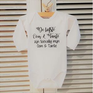 Rompertje De liefste Oom en Tante zijn toevallig mijn oom en tante | Lange mouw | wit | maat 74/80