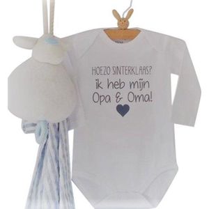 Baby tekst Rompertje cadeautje bekendmaking zwangerschap Hoezo Sinterklaas? Ik heb mijn Opa en Oma | Lange mouw | wit zwart | maat 62/68 zwangerschaps aankondiging cadeau hoera jullie worden grootouders Zwangerschapsaankondiging