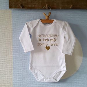 Baby Rompertje unisex Zwangerschapsaankondiging krijgt een nichtje of neefje Hoezo de kerstman? Ik heb mijn Oom en Tante | Lange mouw | wit | maat 50/56 | cadeau mijn 1e eerste kerst kerstmis of zwangerschapsaankondiging