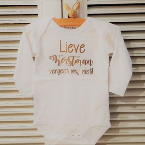 Romper Kerst  Lieve Kerstman vergeet mij niet! - Wit - Maat 50/56
