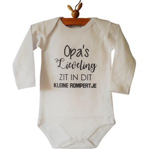 Baby Rompertje met tekst  Opa’s  lieveling zit in dit kleine rompertje | Lange mouw | wit | maat 74/80 | love  je wordt opa