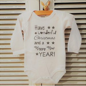 Baby Rompertje met tekst unisex Have a wonderful Christmas | Lange mouw | wit | maat 50/56 mijn eerste kerstmis baby kleding kerst Kerstkleding kerstpakje aankondiging bekendmaking zwangerschap cadeau voor de liefste aanstaande