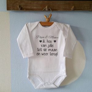 Romper papa en mama  hou- Wit - Maat 62/68