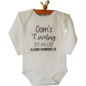 Baby Rompertje met tekst Oom’s lieveling zit in dit kleine rompertje | Lange mouw | wit | maat 74/80 | hoera je wordt oom
