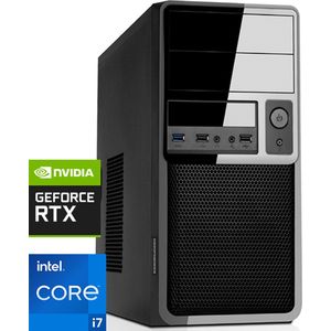 Intel - Desktop PC - Zwart - Core i7F - RTX 3050 - 32GB RAM - 1000GB NVMe M.2 SSD - Windows 11 Pro