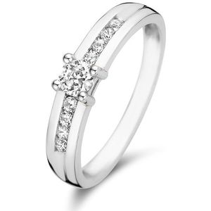 Isabel Bernard Saint Germain Estee 14 karaat witgouden ring met zirkonia steentjes voor dames