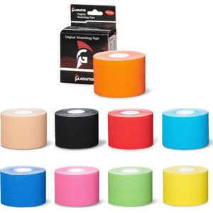 Gladiator Sports Kinesiotape - Kinesiologie tape - Bandage Tape - Hooikoortstape - Vermindert Hooikoorts Klachten - Per Rol - Oranje