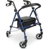 Dunimed Lichtgewicht Rollator - Rollator voor Binnen en Buiten - Dubbel Opvouwbaar - Met Parkeerrem - In Hoogte Verstelbaar - Inclusief Verwijderbare Tas - Blauw