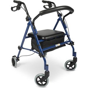 Dunimed Lichtgewicht Opvouwbare Rollator - Incl. Dienblad en Mand - Opvouwbaar voor Kofferbak - In Hoogte Verstelbaar