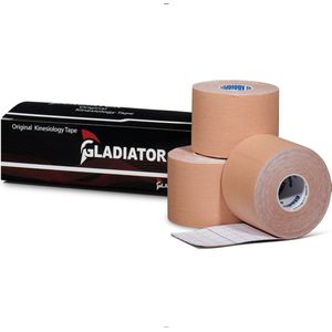 Gladiator Sports Kinesiotape - Kinesiologie Tape - Waterbestendige & Elastische Sporttape - Fysiotape - Medical Tape - 3 Rollen - Beige