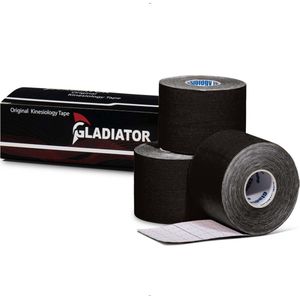 Gladiator Sports Kinesiotape - Kinesiologie Tape - Waterbestendige & Elastische Sporttape - Fysiotape - Medical Tape - 3 Rollen - Zwart