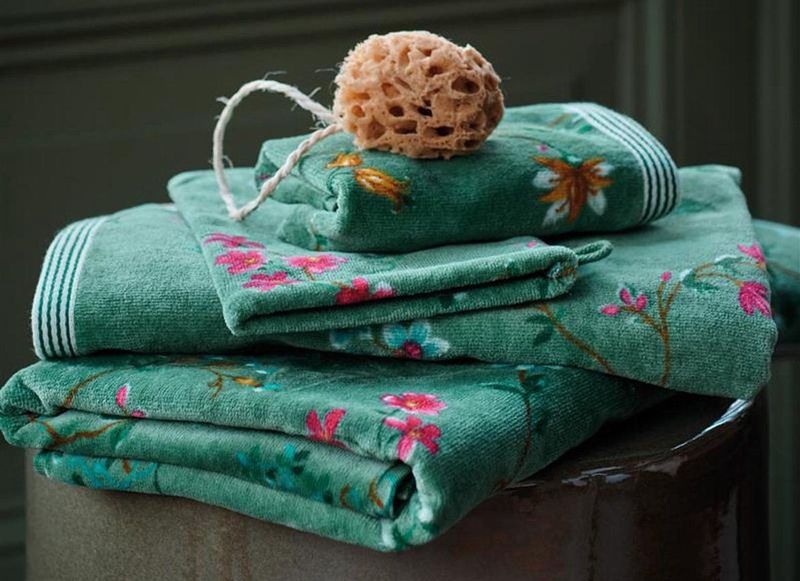 Pip Studio - Les Fleurs - Handdoek - Groen - 100% Katoen Terry Velours