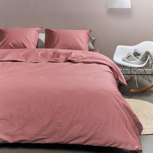 Ambiante Cotton Uni dekbedovertrek - Eenpersoons - 140x200/220 - Roze