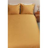 Ambiante Cotton Uni dekbedovertrek - Eenpersoons - 140x200/220 - Oker