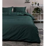 Ambiante Cotton Uni Dekbedovertrek - Eenpersoons - 140x200/220 cm - Donkergroen