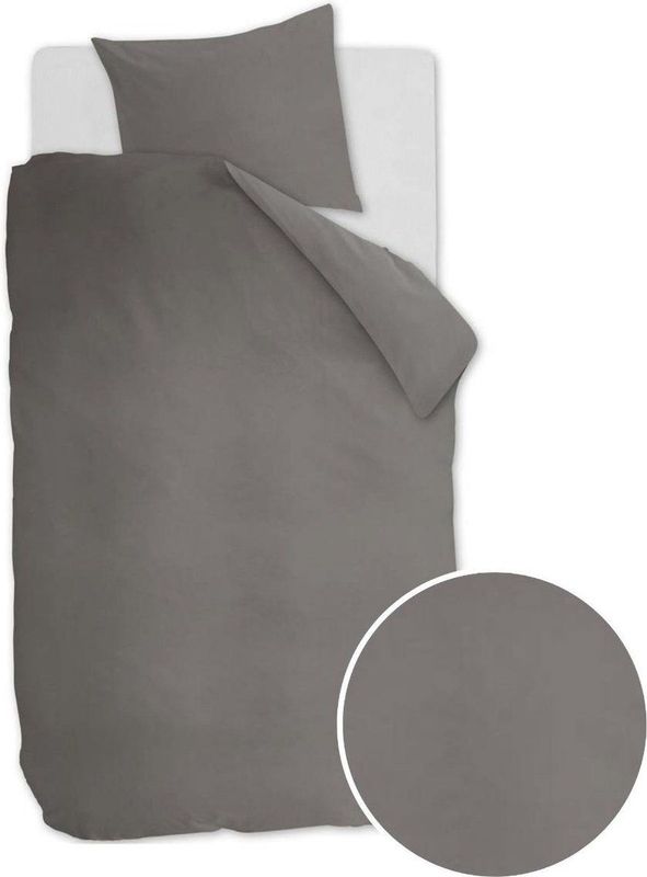 Ambiante Cotton Uni dekbedovertrek - Eenpersoons - 140x200/220 - Grijs