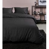 Ambiante - Cotton Uni - Dekbedovertrek - Antraciet - Eenpersoons - 140x200/220 cm