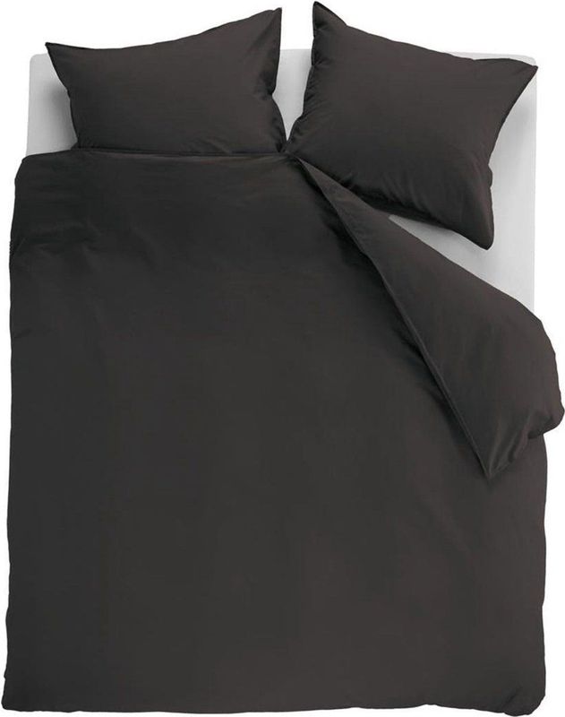 Ambiante - Cotton Uni - Dekbedovertrek - Antraciet - Eenpersoons - 140x200/220 cm