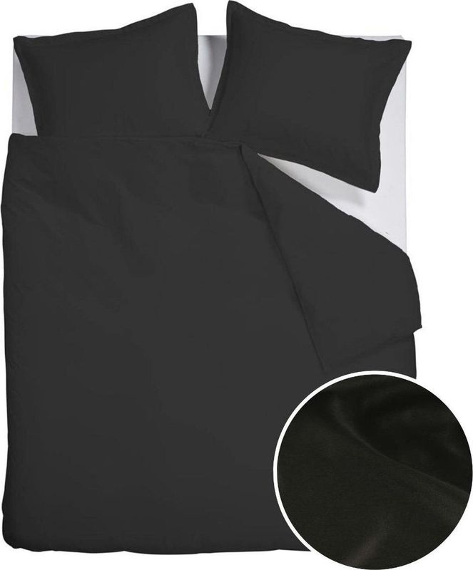 Ambiante - Satin Uni - Dekbedovertrek - Zwart - 240x200/220 cm