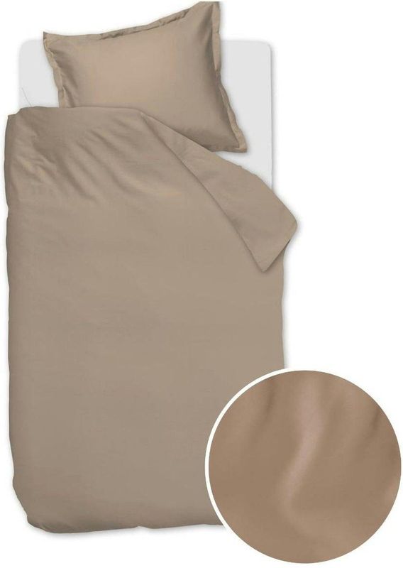 Ambiante Satin Uni dekbedovertrek - Eenpersoons - 140x200/220 - Taupe