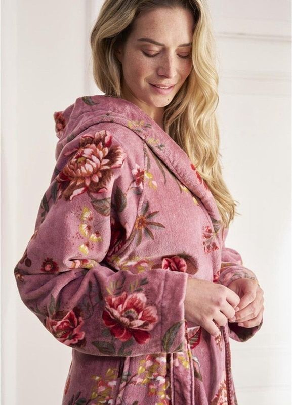 Pip Studio - Secret Garden - Badjas - Mauve - 100% Katoen Terry Velours