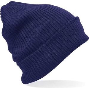 Beanie Blauw - One Size - Gebreid / Knit - Muts Heren - Muts Dames - Slouchy Beanie Basic - Mutsen - Warme Muts Herfst en Winter - Wintersport