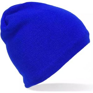Beanie Blauw - One Size - Gebreid / Knit - Muts Heren - Muts Dames - Beanie Basic - Mutsen - Warme Muts Herfst en Winter - Wintersport