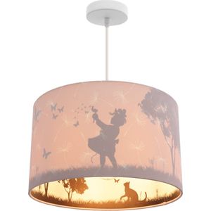 Olucia VLINDER Kinderkamer Hanglamp Roze Geschikt voor Kinderkamer/Tienerkamer/Babykamer Vorm: Cilinder