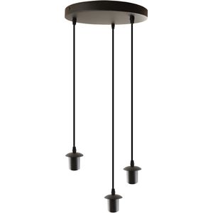 Olucia - Aluminium hanglamp zonder kap zwart, Rika - Vorm: Rond