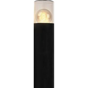 Zwarte staande buitenlamp Sanel, Smoke glas, 60cm