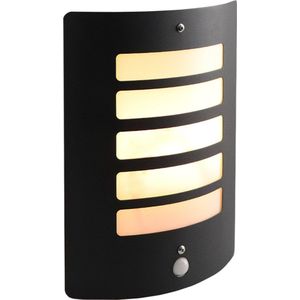 Olucia - Moderne buiten wandlamp met bewegingssensor Manuel, zwart, aluminium, IP44 - Vorm: Rechthoek