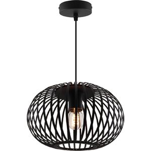 Olucia - Zwarte hanglamp Lieve, Rond, klein - Geschikt voor Hal/Slaapkamer/Woonkamer - Vorm: Rond