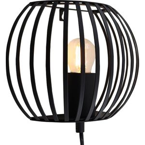 Industriële wandlamp zwart, Lieve, met schakelaar