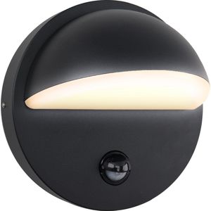 Olucia Shelby - Moderne Buiten wandlamp met bewegingssensor - Aluminium - Zwart