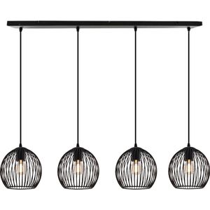 Olucia WIRO Hanglamp Zwart 4L Geschikt voor Horeca/Kantoor/Slaapkamer/Woonkamer Vorm: Rechthoek