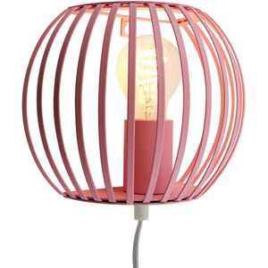 Olucia - Industriële wandlamp roze, Lieve, met schakelaar - Vorm: Rond