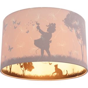 Olucia VLINDER Kinderkamer Plafondlamp Roze Geschikt voor Babykamer/Kinderkamer/Tienerkamer Vorm: Cilinder