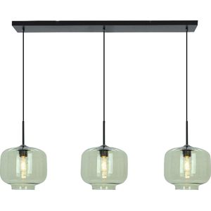 Olucia - Retro Hanglamp - Groen - Glas - 3 Lichtbronnen - E27
