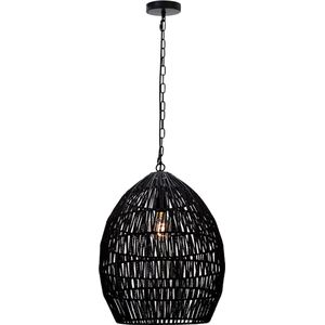 Olucia - Industriële hanglamp zwart, Peggy - Vorm: Ovaal