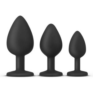 Teazers Siliconen Buttplug Set – Anale Sex Toys Voor Mannen en Vrouwen – Anaal Plug Set Bestaand Uit 3 Formaten - Zwart