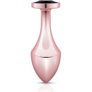 Rosy Gold Buttplug - anaal plug met zwarte steen (rosegoud)
