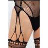 Christine le Duc fishnet stringbody met jarretel Marella zwart