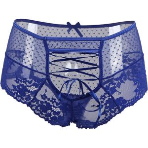 Luxe Slipje met veters - blauw - M/L