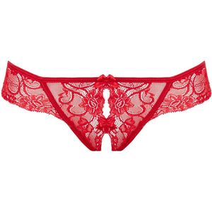 Kanten String Met Open Kruisje Marzia - Rood - L