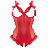 Crotch-/Cupless Wetlook Body Mistique - Rood