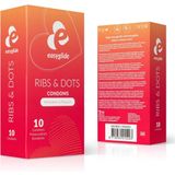 EasyGlide - Ribs and Dots Condooms - Condooms met Glijmiddel - 10 stuks