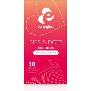 EasyGlide - Ribs and Dots Condooms - Condooms met Glijmiddel - 10 stuks